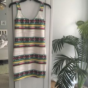 White and stripped fitted dress